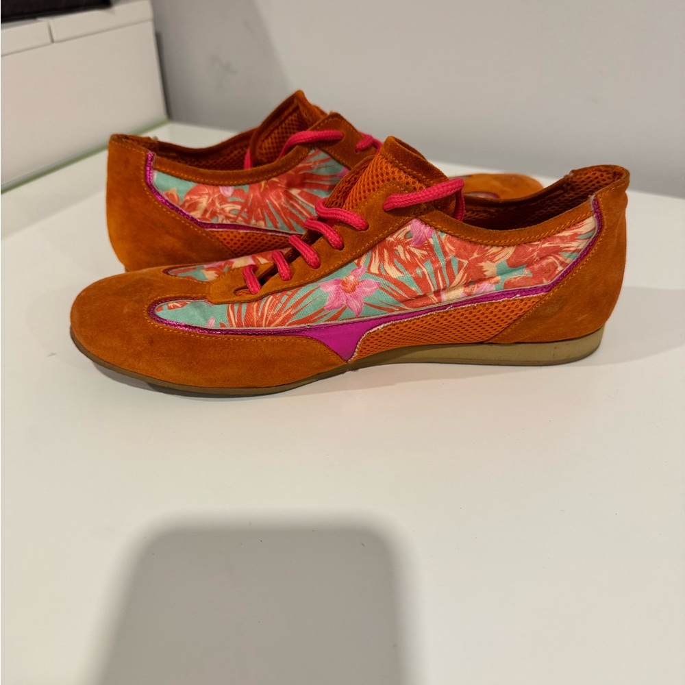 Versus Versace  orange floral sneakers - Picture 7 of 12